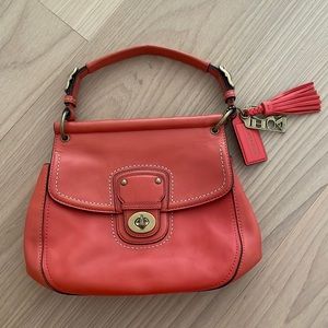 Orange Leather Coach Handbag